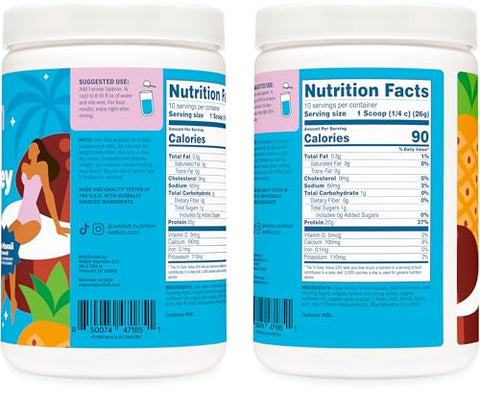 Wellah Clear Whey Protein Isolate Powder (Blue Hawaii) 10 Servings - 20G Of Protein 90 Calories Sweetened With Stevia