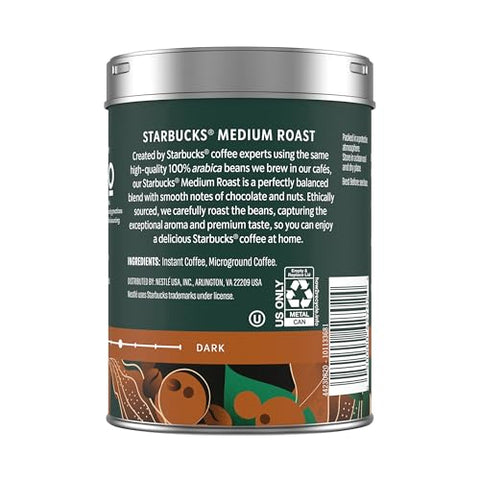 Starbucks Premium Instant Coffee Medium Roast, 3 Tins 3.17 oz | 100% Arabica premium instant and microground coffee; Medium Roast; 3 tins, 3.17 oz each