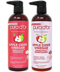 Pura D'Or Apple Cider Vinegar Thin2Thick Set (16Oz X 2) Acv Shampoo & Conditioner Clarifying Detox & Anti-Thinning Biotin Shampoo Clinically Tested Dht Blocker