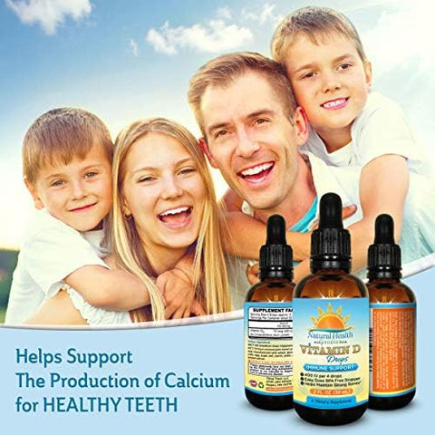 Vitamin D Drops for Kids and Adults Pure Liquid D3 Easy Dose Dropper 2 Ounce Supply from