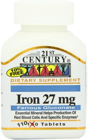 21St Century Iron 27 Mg Ferrous Gluconate Tablets 110 Count (Pack Of 2)