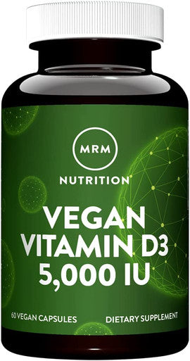 MRM Nuturition Vegan Vitamin D3 5,000 IU | Bone + Immune Health | Made from lichens | Supports Calcium Absorption | Vegan + Vegetarian Friendly | 60 Servings