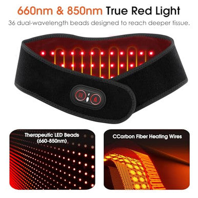 Rohvemj Cordless Neck Massager With Heat Red Light Therapy For Neck Neck Heating Pad For Pain Heated Neck Wrap 660Nm 850Nm Fsa Eligible Hsa Heated Neck Massager 3000Mah Battery Black