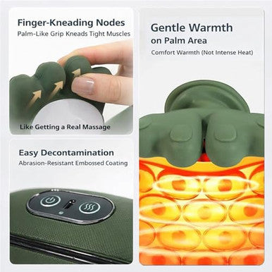 Dr.Bunordle Neck Massager With Finger Kneading Deep Tissue Neck & Shoulder Massager 4D Palm-Kneading Massage With Heat Wearable Strap Gentle Warmth For Stress & Tension Relief