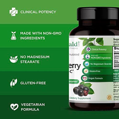 Emerald Labs Elderberry Plus - Digestive & Immune Support With European Elderberry Extract, Vitamin C As Pureway-C & Albion Chelated Zinc - Vegan & Gluten- - 60 Vegetable Capsules (30-Day Supply)