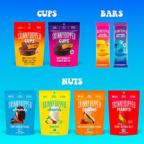 SkinnyDipped Super Dark Chocolate + Sea Salt Almonds Vegan Healthy Snack Plant Protein Gluten 3.5 oz Resealable Bags Pack of 10