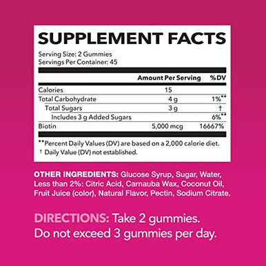 Havasu Nutrition 5000Mcg Biotin Gummies For Hair Skin And Nails - Vegan Supplement For Women And Men - Glp-1 Nutritional Support To Promote Lucious Locks And Radiant Skin - Vitamin B7 - Strawberry Flavor 90 Count