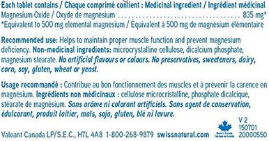 Swiss Natural Magnesium Oxide Hi Potency 835mg Tablet 90