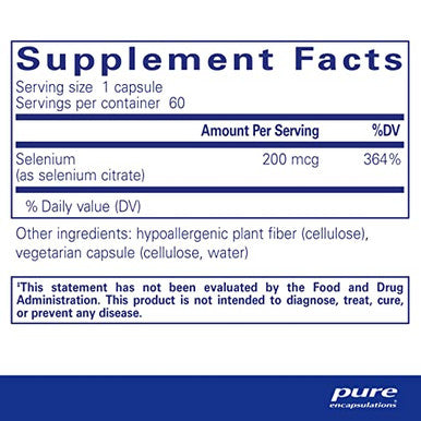 Pure Encapsulations Selenium citrate 200 mcg 60 vcaps