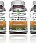 Amazing Formulas Calcium Magnesium Zinc + D3 Supplement 150 Tablets Non-Gmo Gluten- Made In Usa