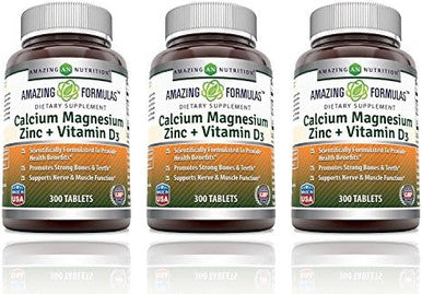 Amazing Formulas Calcium Magnesium Zinc + D3 Supplement 150 Tablets Non-Gmo Gluten- Made In Usa