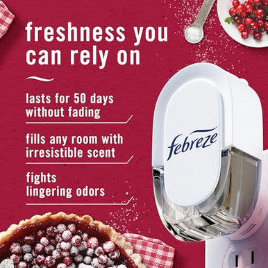 Febreze Plug In Air Freshener Odor-Fighting Scented Oil Refill Holiday Mix 3 Refills Clear