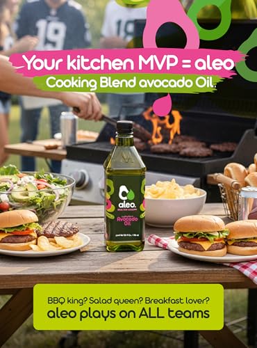 ALEO, Cooking blend avocado oil, Keto, Perfect for frying, grilling, roasting & baking, Can help to keep your heart strong, avocado oil for cooking, vegetable oil, 32.1 O/950 ml