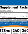 Nutricost Magnesium Oxide 375Mg 240 Capsules 210Mg Of Magnesium Nongmo Gluten