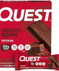 Quest Nutrition Chocolate Brownie Protein Bars, 20g Protein, 4g Net Carbs, 1g Sugar, High Fiber, Gluten Free, Keto Friendly, 4 Count
