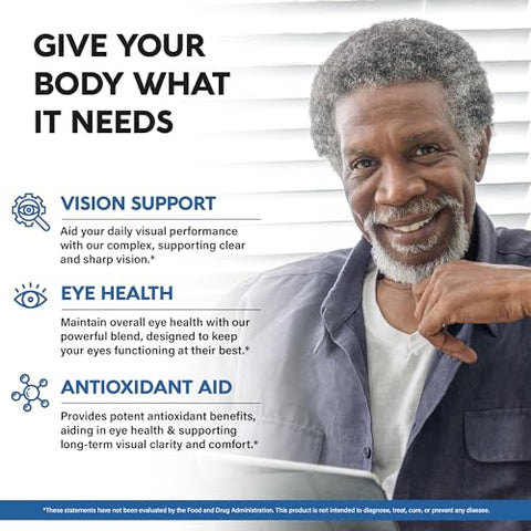 Nutraharmony Eye Vitamins - Lutein And Zeaxanthin Supplements - Areds2 Based Supplement For Seniors & Adults - Eye Health & Vision Support - Saffron Zinc Vitamins Copper Super Greens - Made In Usa 60 Capsules