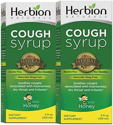 Herbion Naturals Cough Syrup With El Jarabe Para La Tos Con Miel Naturally Tasty Soothes Throat Green Honey 5 Fl Oz