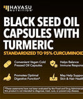 Black Seed Oil Capsules With Turmeric Curcumin Supplement Immune & Digestive Health Support 60 Count Vegan Nongmo Cold Pressed Black Seed Oil With Curcumin (95% Curcuminoids) 1 Month Supply