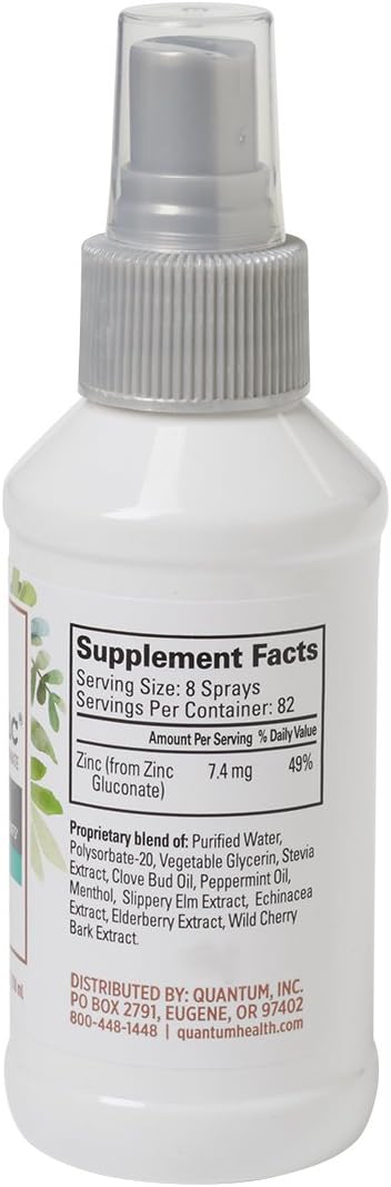 Quantum Health TheraZinc Oral Spray Zinc Immune Support For Adults and Kids Provides Throat Relief in a Soothing Liquid Zinc Spray 4 Oz.