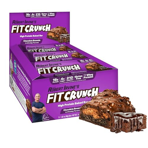 Fit Crunch Snack Size Protein Bars 6Layer Baked Bar 5G Of Sugar & Soft Cake Core (9 Bars Chocolate Coconut Almond)