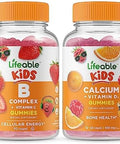 Lifeable B Complex Kids + Calcium With Vitamin D Kids Gummies Bundle Great Tasting Vitamin Supplement Gluten Gmo Chewable Gummy