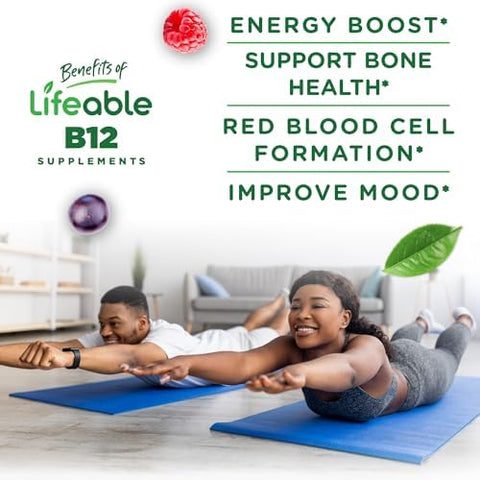 Lifeable Sugar Vitamin B12 Gummies 1000 Mcg Great Tasting B12 Vitamins Gummies Energy Mood And Metabolism Support B 12 Vitamin Gummies For Men Women Adults 90 Gummies