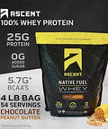 Ascent Whey + Plant Protein Powder - Chocolate Peanut Butter 4 Lb & Chocolate 18 Servings
