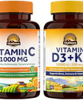 Vitalitown Vitamin D3 K2 Supplement and Vitamin C Complex 1000mg