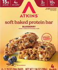 Atkins Soft Baked Energy Bars Blueberry 15G Protein Excellent Source Of Fiber 2G Sugar 4 Count (Pack Of 1)