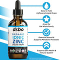 Zinc Supplements Liquid Drops Organic Pure Organic Ionic Liquid Zinc Supplement Drops for Kids Adults Women and Men Vegan Skin Immune Support Supplements for Toddler Kids Adults Women Men 4 Oz