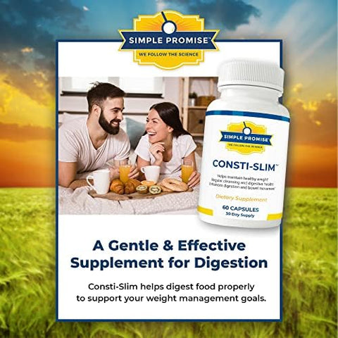 Simple Promise - Consti-Slim - Natural Digestive Health And Wellness Support Promotes Healthy Enzyme Activity 60 Capsules