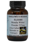 Barlowe's Herbal Elixirs Mondia Whitei Herbal Powder 525mg Per Capsule 60 Vegan Capsules Glass Bottle Stearate Free Additive Free