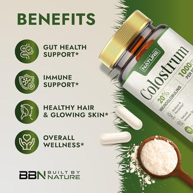 Built By Nature Colostrum Supplement 120 Capsules 1000Mg