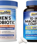 10 in 1 Magnesium Complex 120 Vegan Capsules and Probiotics for Men 70 Billion CFU 15 Strains
