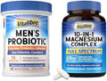 10 in 1 Magnesium Complex 120 Vegan Capsules and Probiotics for Men 70 Billion CFU 15 Strains