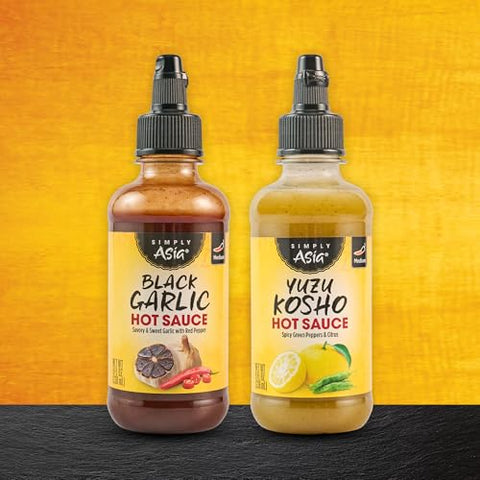 Simply Asia Hot Sauce, Black Garlic, Sweet and Savory Heat Made with Red Pepper and Black Garlic for Noodles, Rice, Stir-Fry, Wings, Yakitori, Chicken, Beef, Veggies, and More, 8 fl oz