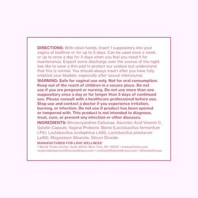 Love Wellness Flora Power | Vaginal Probiotic Suppositories with Vitamin C | Supports pH Balance & Vaginal Health | Fragrance-Free Non-GMO & Paraben-Free | 10 Count