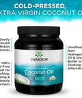 Swanson 100% Certified Organic Flavor Free Coconut Oil Cooking Baking Frying Beauty EFAs MCTs 3 lbs 6 ounces (1.53 kg) Solid Oil