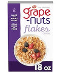 Grape Nuts Flakes Breakfast Cereal, Crispy Whole Wheat and Barley Cereal, Great for Yogurts, Parfaits, and Homemade Snacks, 18 OZ Box