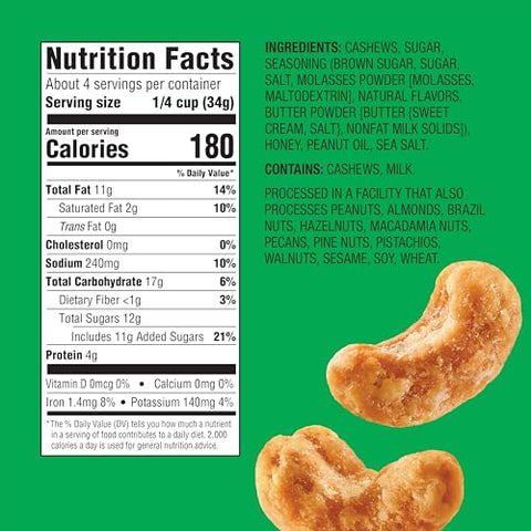 Emerald Salted Caramel Apple Cashews (1-Pack) | 5oz Resealable Bag | Kosher Dairy Certified, Non-GMO, Contains No Artificial Preservatives, Flavors or Synthetic Colors