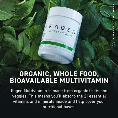 Kaged Multivitamin With Whole Foods Organic Fruits & Veggies Plant Based Vegan Multivitamin For Women And Men Vitamin C, D, E, B12 60 Servings