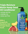 Hempz Biotin Conditioner - Triple Moisture Fresh Citrus - Peach & Grapefruit - For Growth & Strengthening Of Dry Damaged And Color Treated Hair Hydrating Softening Moisturizing - 17 Fl Oz