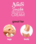 Nad's Hair Removal Cream - Gentle & Soothing Hair Removal For Women - Sensitive Depilatory Cream For Body & Legs, 5.1 Oz