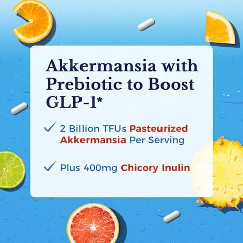 Vitalitown Akkermansia Probiotic Glp-1 With Chicory Inulin 2 Billion Tfu Akkermansia Muciniphila Probiotics For Men & Women Gut Health Digestion Non-Gmo 60 Veg Caps