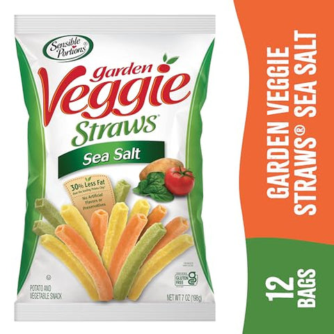 Sensible Portions Veggie Straws Sea Salt Flavor GlutenFree Chips 7 Ounce Bag 12Pack