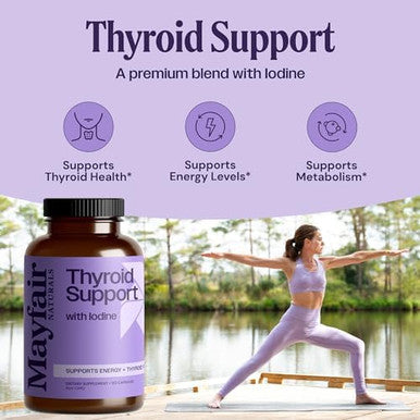 Thyroid Support With Iodine, Natural Supplement For Women And Men, Supports Energy And Thyroid Health, 120 Capsules