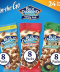 Blue Diamond Almonds Snack Nut Variety Pack for Kids, Office, School, On-the-go, 0.75 oz Gluten Free Individual Packs, Wasabi & Soy Sauce, Lightly Salted, and Smokehouse (Pack of 1,24 Count Total)