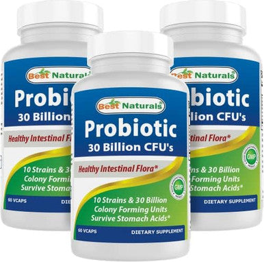 Best Naturals Probiotic 10 Strains & 30 Billion Cfu Intestinal Flora 60 Veggie Capsules (60 Count (Pack Of 1))