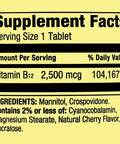 Spring Valley Vitamin B12 2500 mcg B12 Quick Dissolve Cherry Flavor Tablets Dietary Supplement Vitamin B12 120 Count + DRI Store +Sticker
