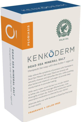 Kenkoderm Psoriasis Mineral Salt Soap with Argan Oil Shea Butter 4.25 oz 1 Bar Dermatologist Developed Fragrance Color